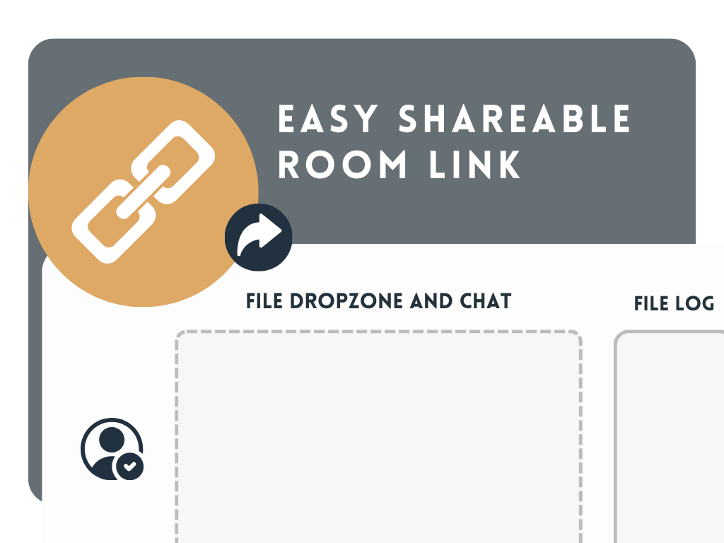 Graphic of an easy to share design with a click-to-copy room link